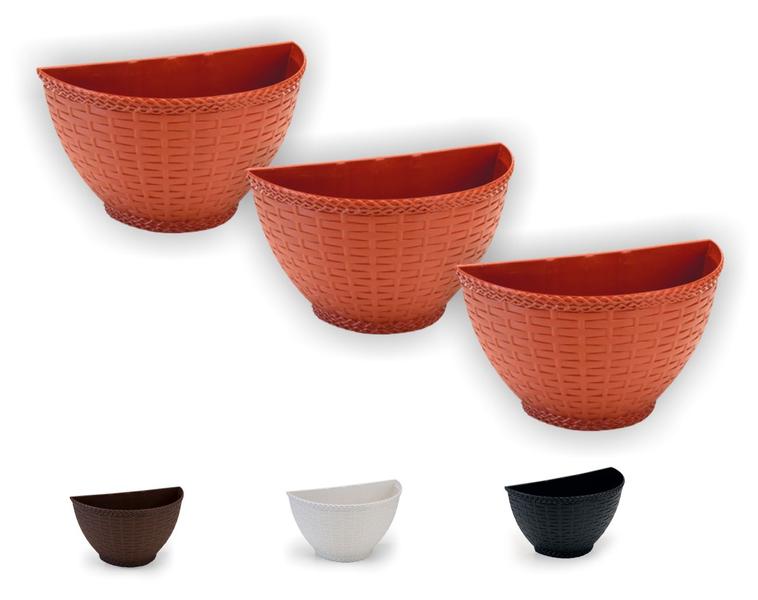 Imagem de Vaso De Parede Rattan G Kit Com 3 - Jardim Vertical Orquidea Samambaia Horta Cachepot Meia Lua