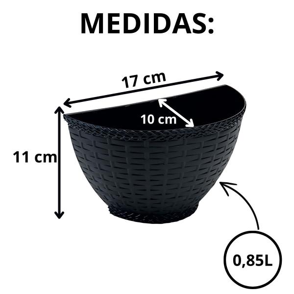 Imagem de Vaso De Parede Rattan P Kit Com 3 - Jardim Vertical Orquidea Horta Vertical Suculenta Cachepo Meia Lua