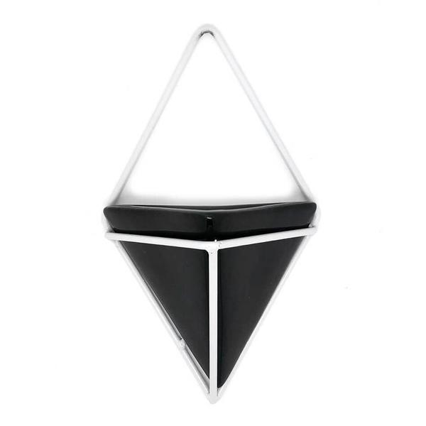 Imagem de Vaso de Parede Triangular Preto e Branco - Suporte Aramado