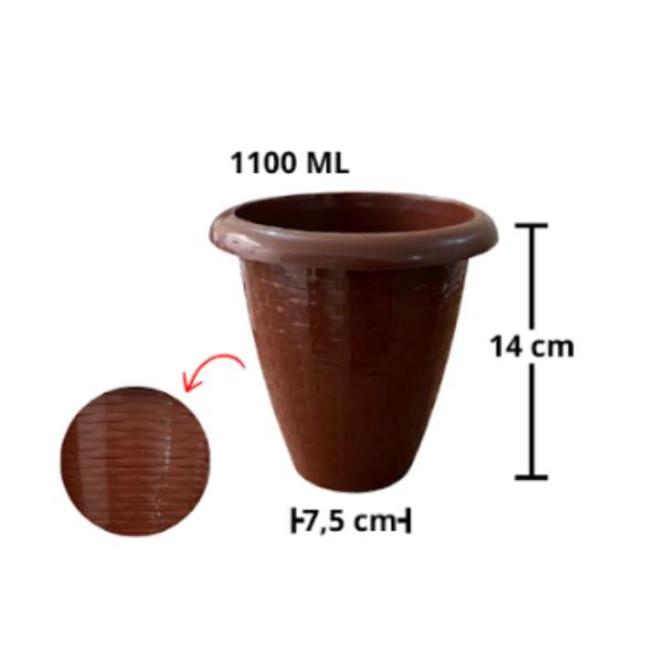 Imagem de Vaso De Planta Pequeno 1100ml Redondo Plástico Rattan