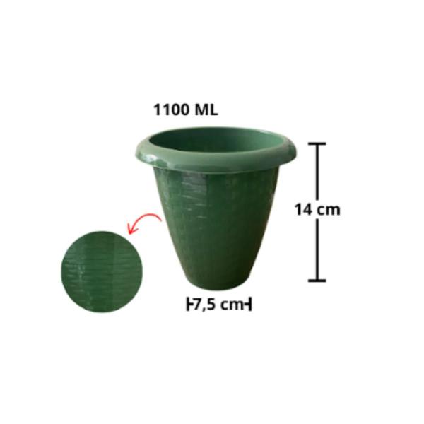 Imagem de Vaso De Planta Pequeno 1100ml Redondo Plástico Rattan