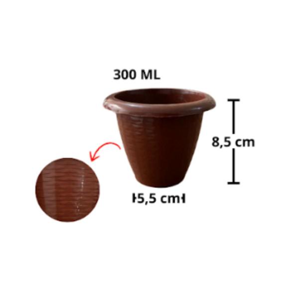 Imagem de Vaso De Planta Pequeno 300ml Redondo Plástico Rattan