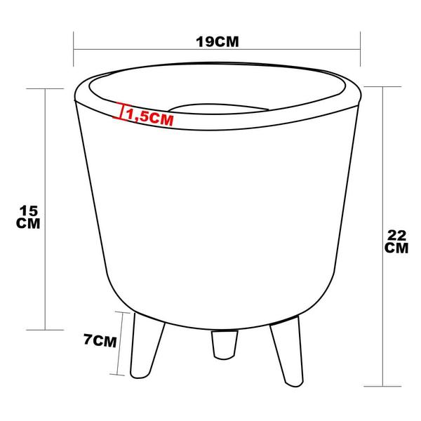 Imagem de Vaso de Planta Polietileno Redondo com Tripé de Madeira 22cm