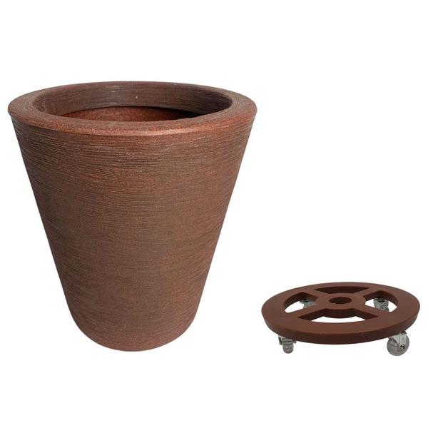 Imagem de Vaso De Polietileno 38x33 + Suporte Com Rodas Para Decoração