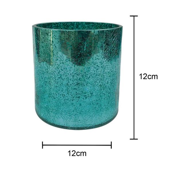 Imagem de Vaso de Vidro Azul Craquelado Castiçal para Casa 12cm