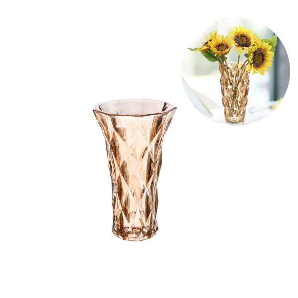 Imagem de Vaso de vidro Diamond Ambar Decoração 15cm