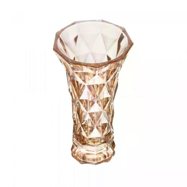 Imagem de Vaso de vidro diamond ambar metalizado 20cm lyor