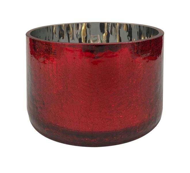 Imagem de Vaso de Vidro Vermelho Craquelado Castiçal para Casa 10cm