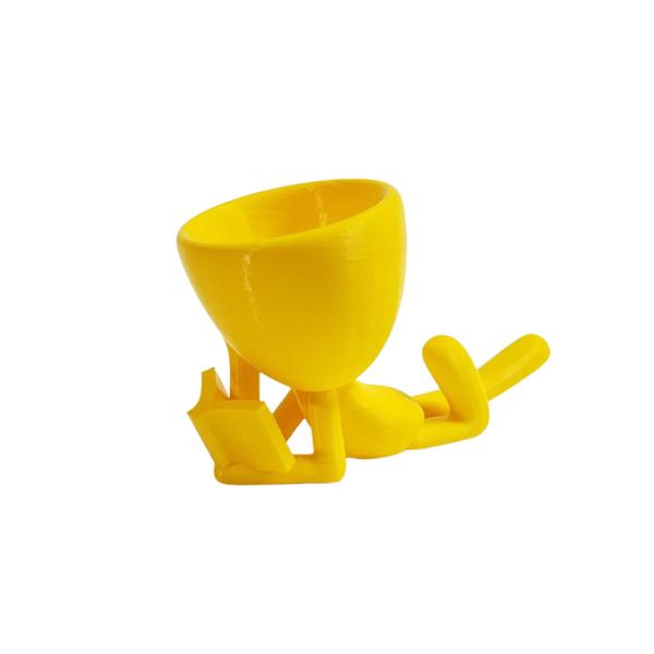 Vaso Decor Leitor Estudante Robert Plant Para Suculentas Amarelo - 3D Art Imagem de Vaso Decor Leitor Estudante Robert Plant Para Suculentas Amarelo