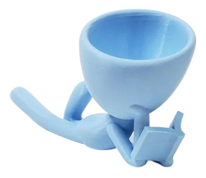 Imagem de Vaso Decor Leitor Estudante Robert Plant Para Suculentas Azul Claro 15 cm