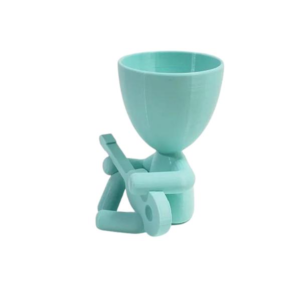 Vaso Decor Robert Violão Músico Plantas Suculentas Verde Água 13 cm - 3D Art Imagem de Vaso Decor Robert Violão Músico Plantas Suculentas Verde Água 13 cm