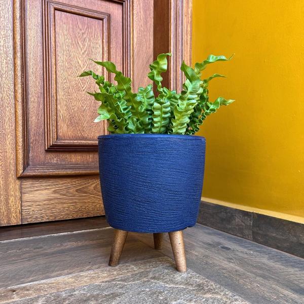 Imagem de Vaso Decorativo 20cm Com Tripé De Madeira Para Plantas E Flores 