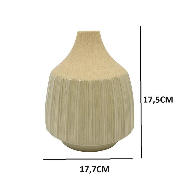 Imagem de Vaso decorativo ceramica verde e bege 17,5cm