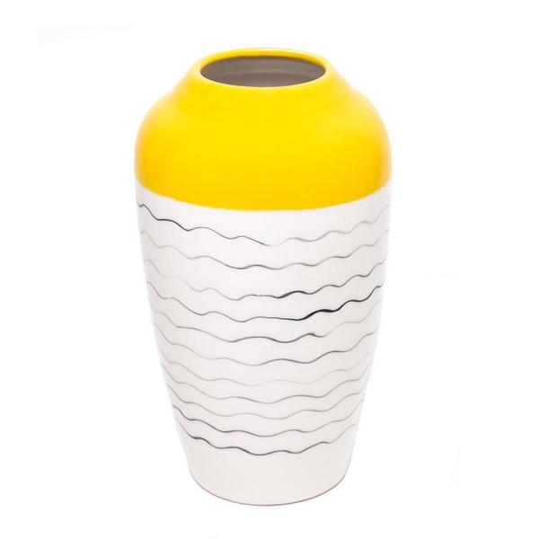 Imagem de Vaso decorativo de cerâmica branco/amarelo 16x28cm - wolff