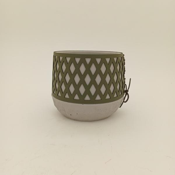 Imagem de Vaso Decorativo Enfeite Casa Cimento 14x10x10cm Verde Cachepô