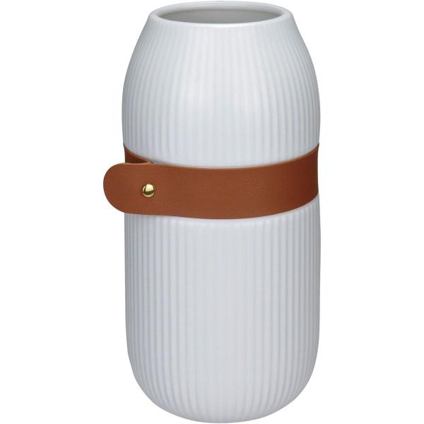 Imagem de VASO DECORATIVO ENFEITE CASA HOME&CO COM CINTA CERÂMICA 25x12x12cm BRANCO