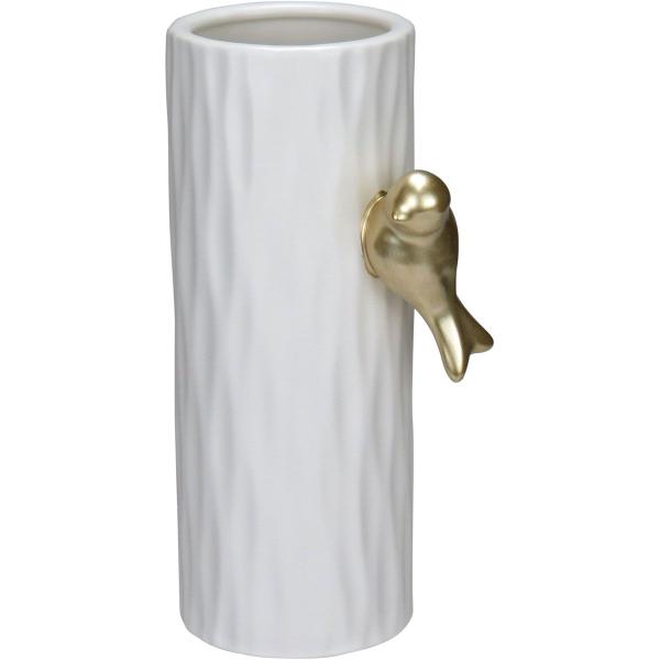 Imagem de VASO DECORATIVO ENFEITE CASA HOME&CO COM PÁSSARO CERÂMICA 20x10x10cm BRANCO