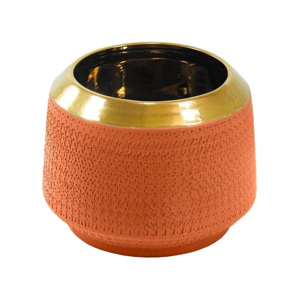 Imagem de Vaso Decorativo Laranja Dourado Ceramica Nobre Luxo