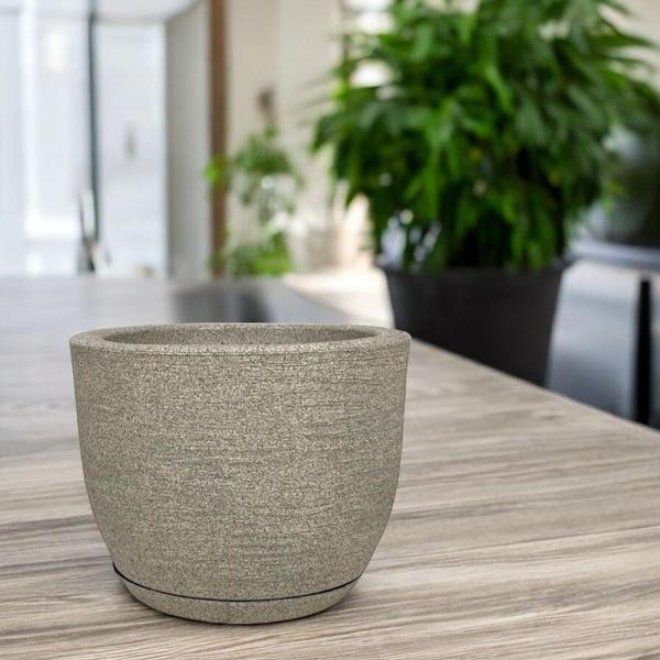 Imagem de Vaso decorativo para plantas grandes cone modelo grafiato interior e exterior 50 litros  com prato coletor