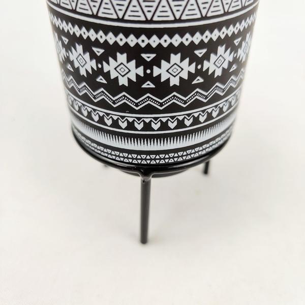 Vaso Decorativo Preto 12X7Cm Cachepot Suporte Metal Ceramica - Inigual Imagem de Vaso Decorativo Preto 12X7Cm Cachepot Suporte Metal Ceramica