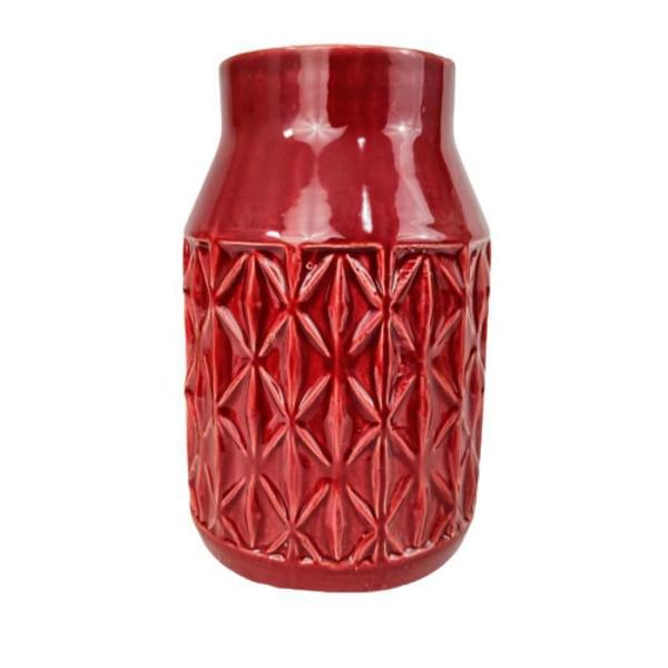 Imagem de Vaso Decorativo Vermelho Enfeite 23X14Cm Decoração Rustico G