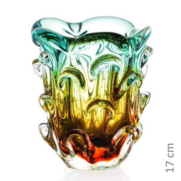 Imagem de Vaso Em Cristal Murano Água Marinha E Âmbar São Marcos 17cm