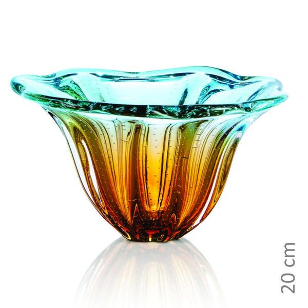 Imagem de Vaso Em Cristal Murano Água Marinha E Âmbar São Marcos 36Cm