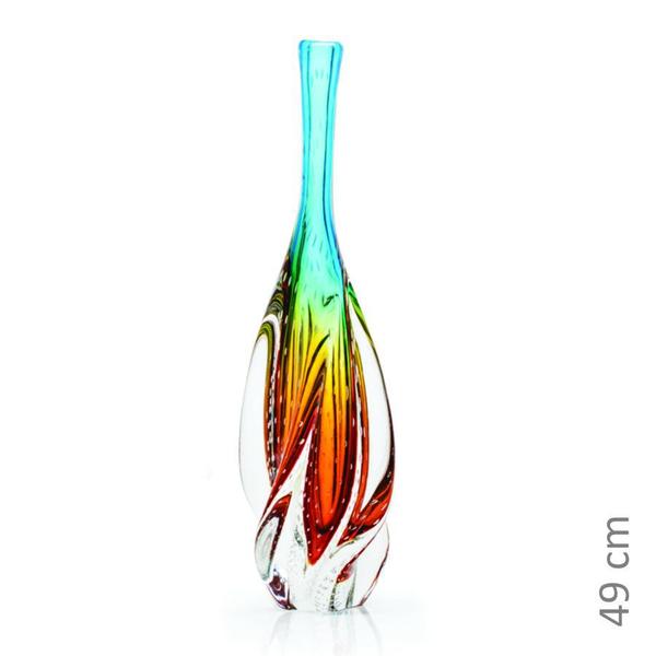 Imagem de Vaso Em Cristal Murano Água Marinha E Âmbar São Marcos 49cm