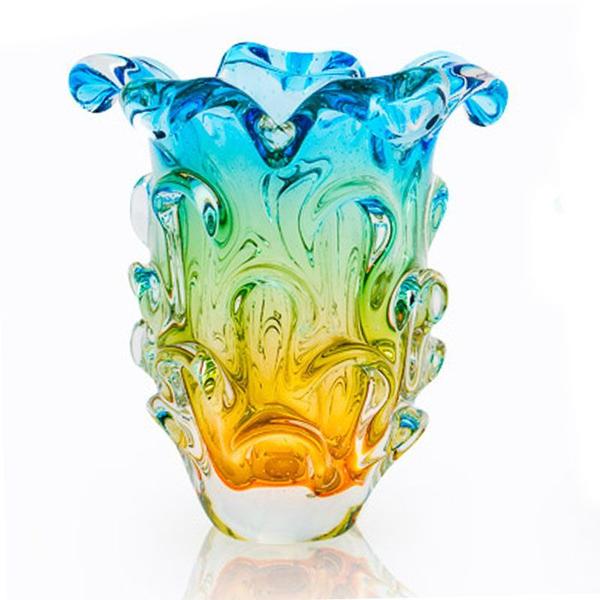 Imagem de Vaso Em Cristal Murano Água Marinha E Âmbar  São Marcos