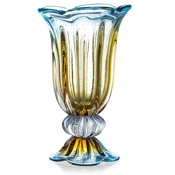 Imagem de Vaso Em Cristal Murano Azul - Assinado - São Marcos 50Cm