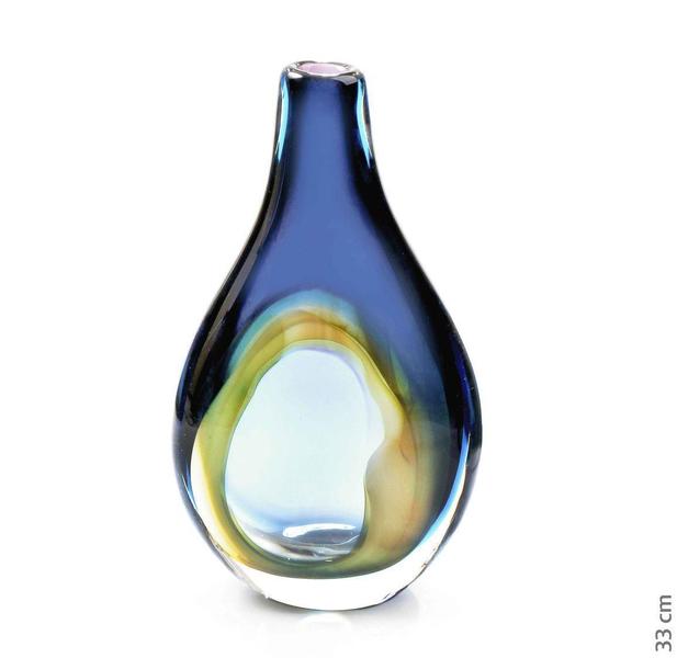 Imagem de Vaso Em Cristal Murano Azul São Marcos 33,5x21,5x15cm