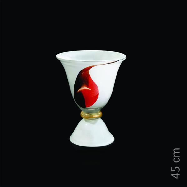 Imagem de Vaso Em Cristal Murano Branco Com Ouro 24K São Marcos 45cm