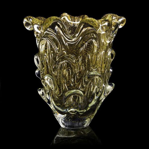 Imagem de Vaso Em Cristal Murano Com Ouro 24K - São Marcos 25cm