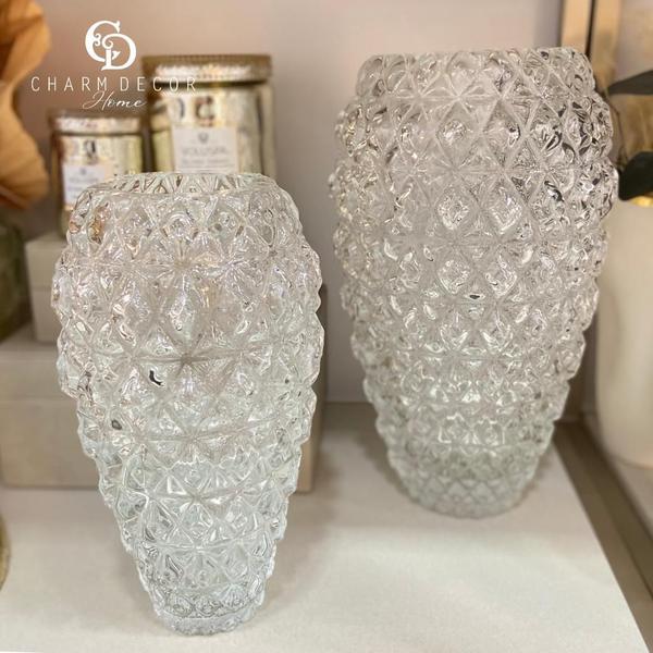 Imagem de Vaso Em Cristal Murano Diamante M Cristal Transparente Cristais São Marcos