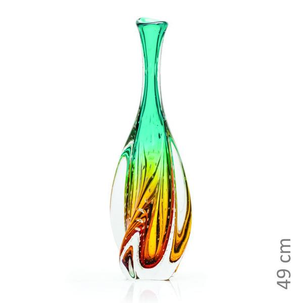 Imagem de Vaso Em Cristal Murano Esmeralda E Âmbar - São Marcos 49cm