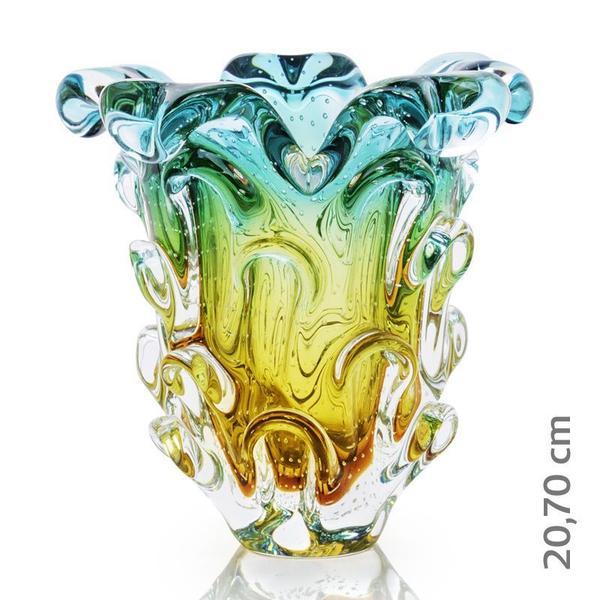 Imagem de Vaso Em Cristal Murano Esmeralda E Âmbar - São Marcos