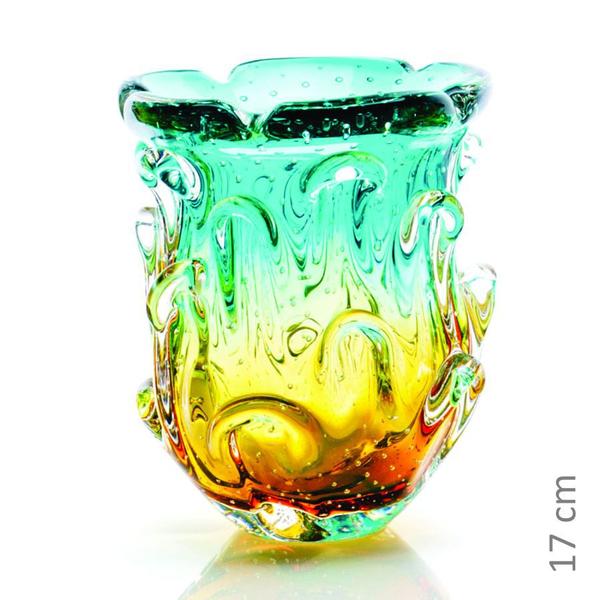 Imagem de Vaso Em Cristal Murano Esmeralda E Âmbar - São Marcos