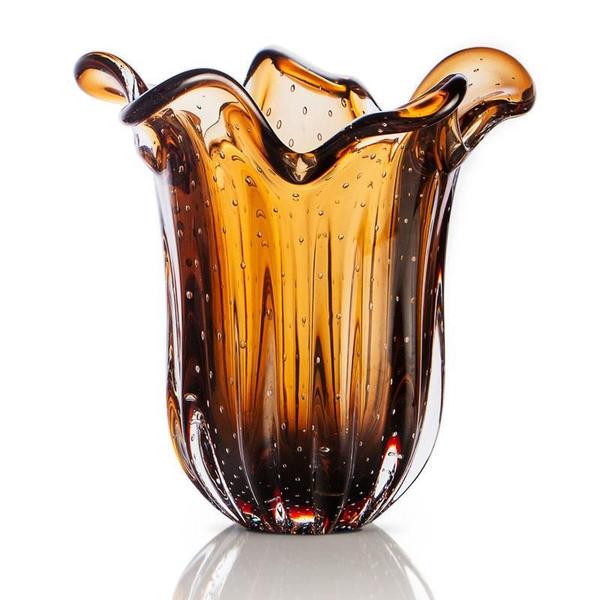 Imagem de Vaso Em Cristal Murano Marrom - São Marcos 22Cm