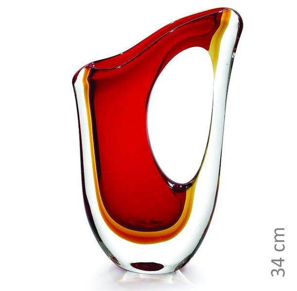 Imagem de Vaso Em Cristal Murano Vermelho Com Âmbar - São Marcos 34cm