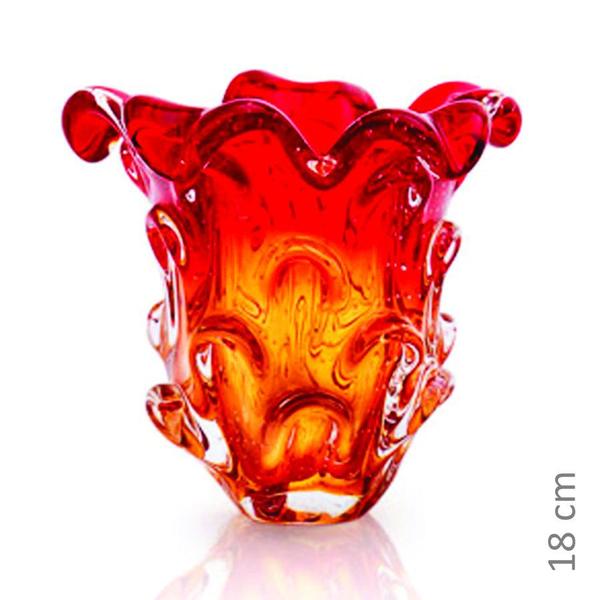 Imagem de Vaso Em Cristal Murano Vermelho E Âmbar - São Marcos 18cm