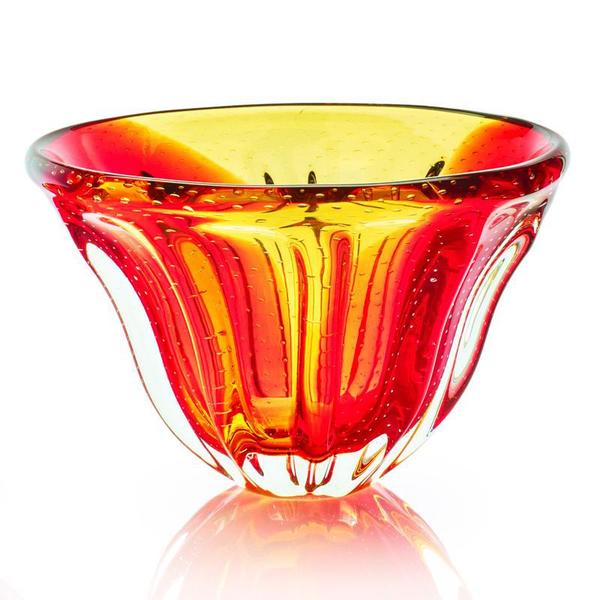 Imagem de Vaso Em Cristal Murano Vermelho E Âmbar - São Marcos 35cm