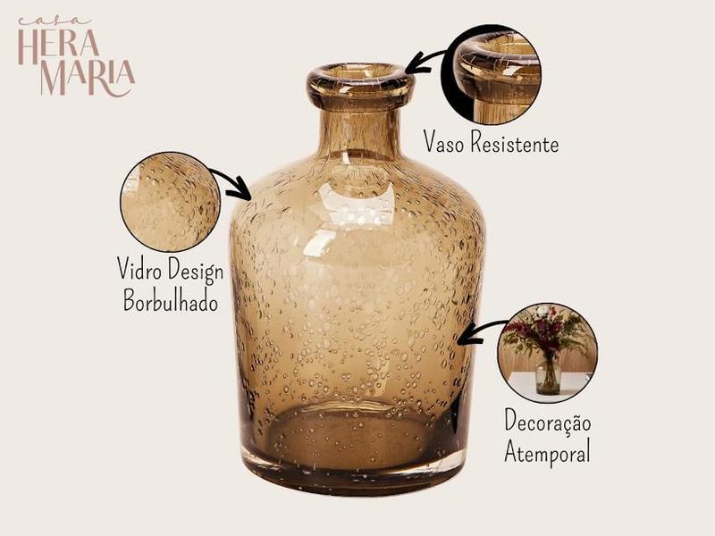 Imagem de Vaso Em Vidro Redondo Decorativo Mesa Chão Arranjo Flores Marrom Resistente Buque Plantas Flores Permanente Artificial Natural Decoração Centro Mesa