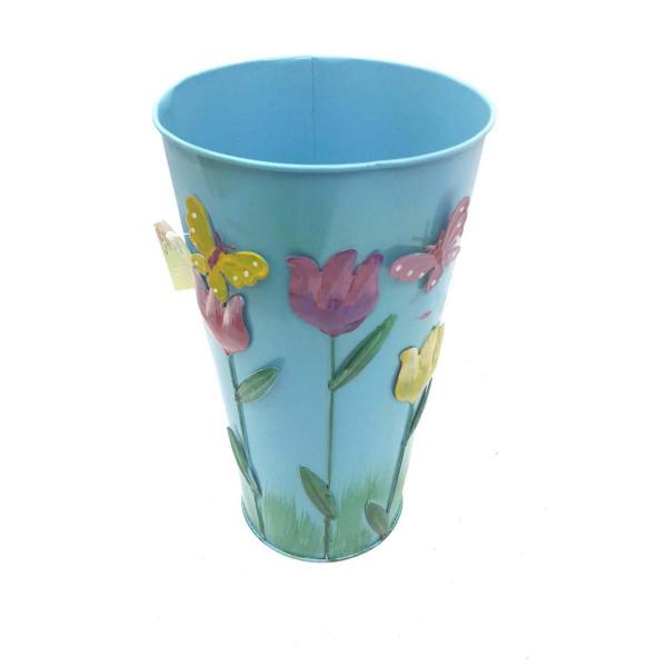 Imagem de Vaso Enfeite Jardim Quintal Varanda Borboleta Flor Azul