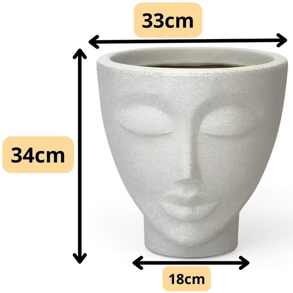 Imagem de Vaso Face Mulher Nutriplan Cimento para Decoração Escritório Sala 34 Centímetros