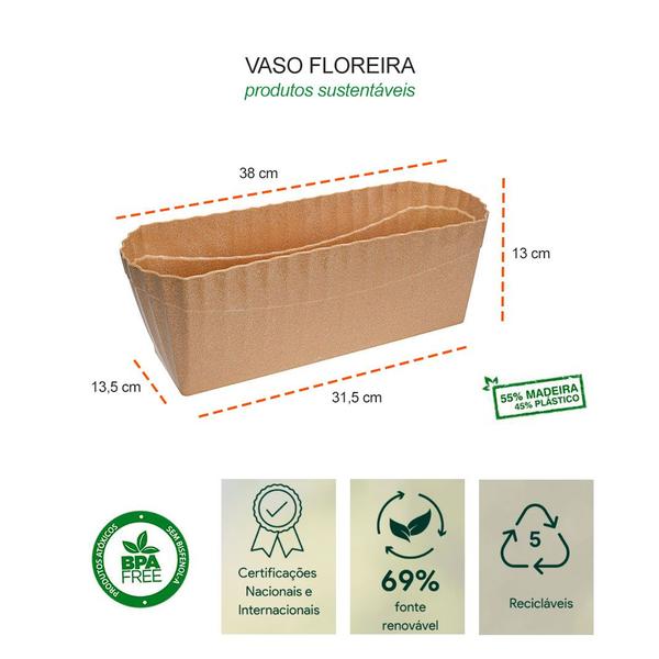 Imagem de Vaso Floreira Cachepot Plissado Bege Escuro Marrom Cerejeira