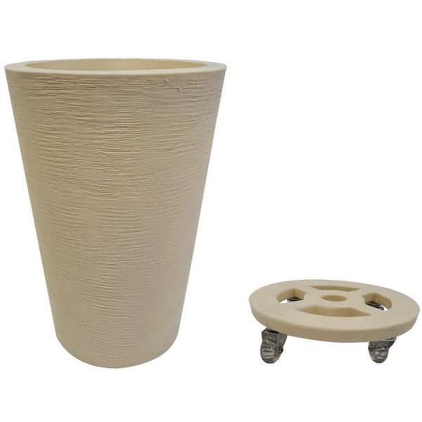 Imagem de Vaso Grande 55cm Redondo De Polietileno E Suporte Com Roda Para Plantas E Flores