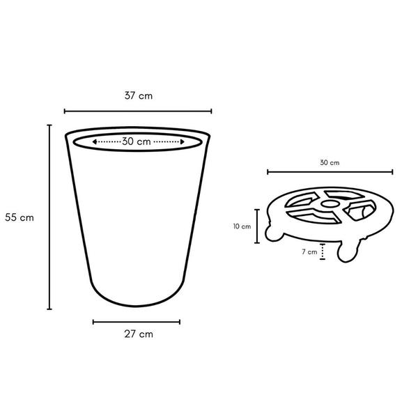 Imagem de Vaso Grande 55cm Redondo De Polietileno E Suporte Com Roda Para Plantas E Flores