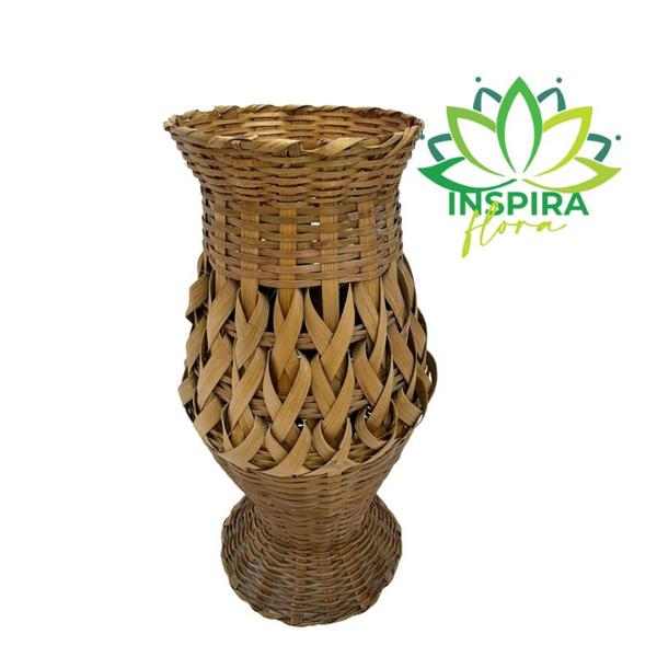 Imagem de Vaso Jarra Bambu Decoração Capim Dos Pampas Rustico M