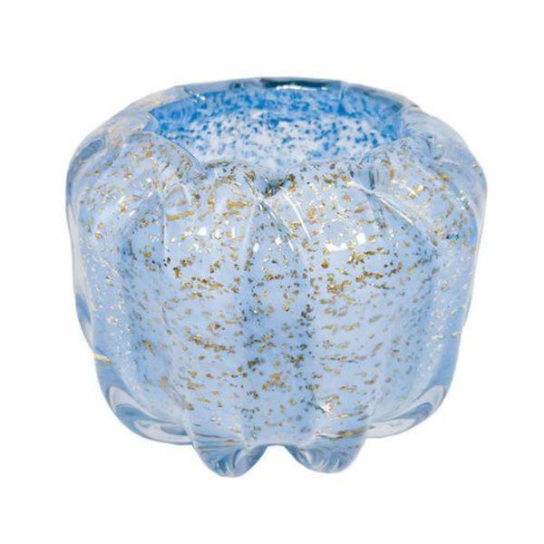 Imagem de Vaso Murano Azul Turquesa Pigmentos Dourado Lapidados Gomos