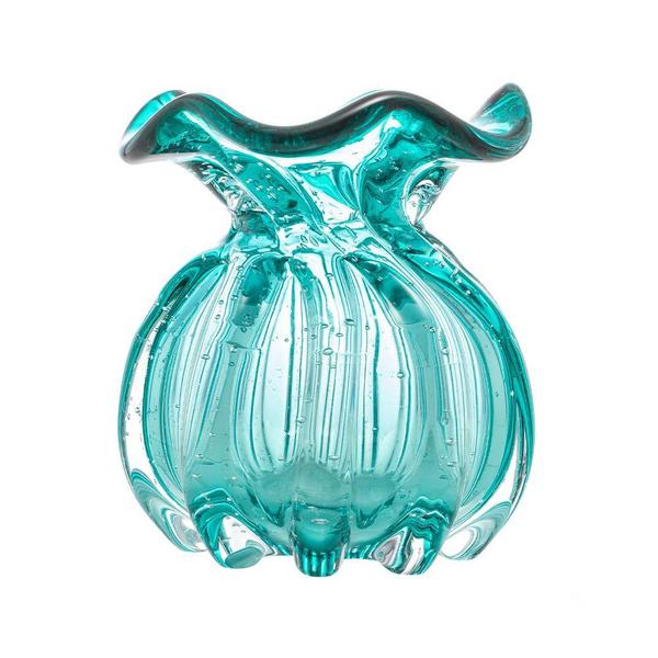 Imagem de Vaso Murano de Vidro Italy Azul Tiffany 10x11cm Wolff